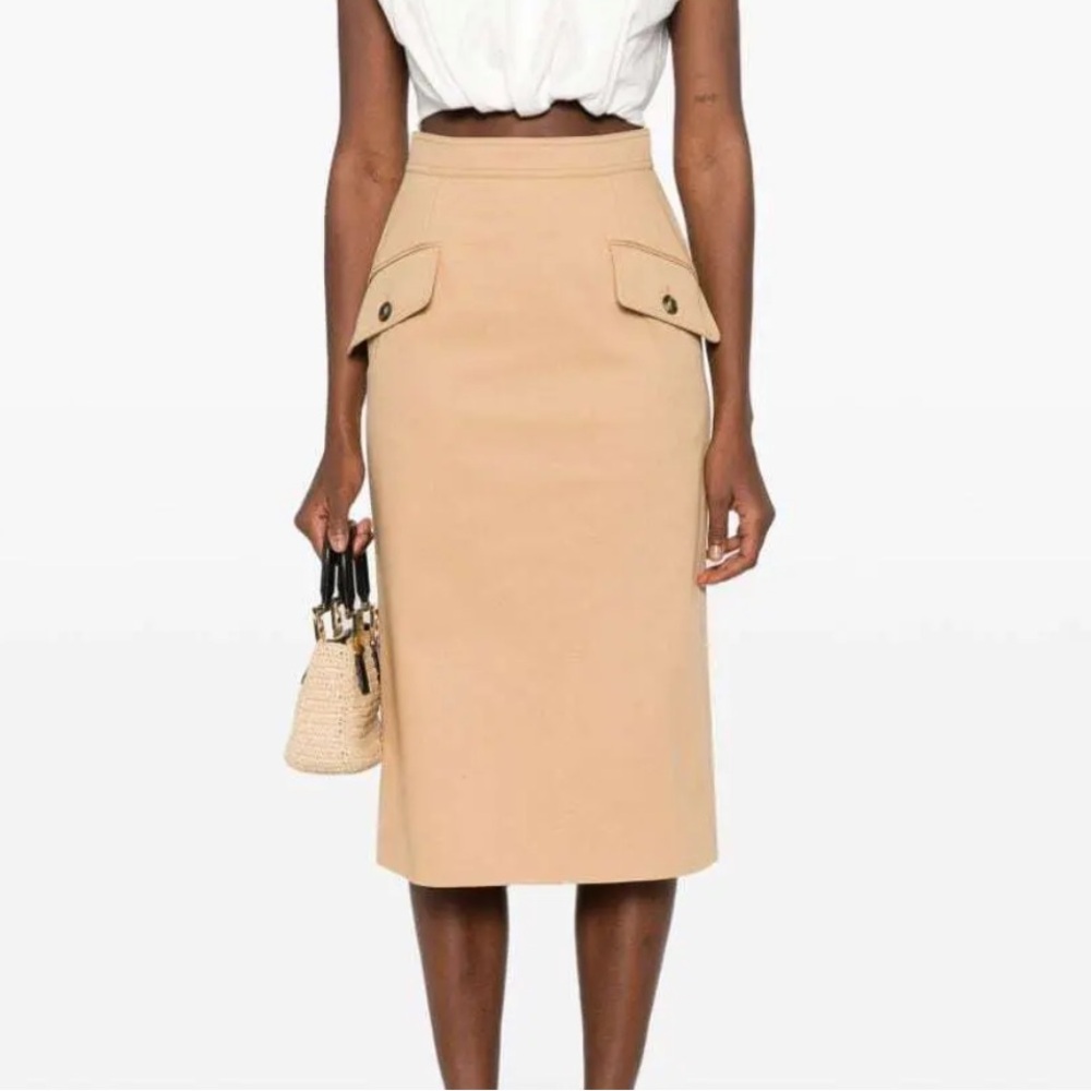 Alberta Ferretti khaki cotton and elastane skirt size 6 US or 42 IT
